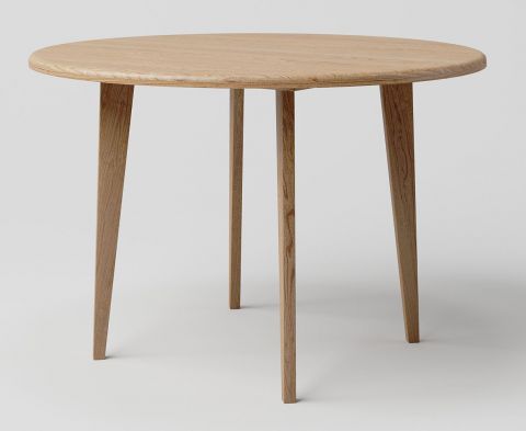 Table de salle à manger en chêne massif naturel, Aurornis 74 (ronde) - Dimensions : 120 x 120 cm (l x p)