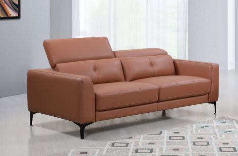 Cuir véritable Premium Couch Torino, canapé 3 places, couleur : Oxford-brun