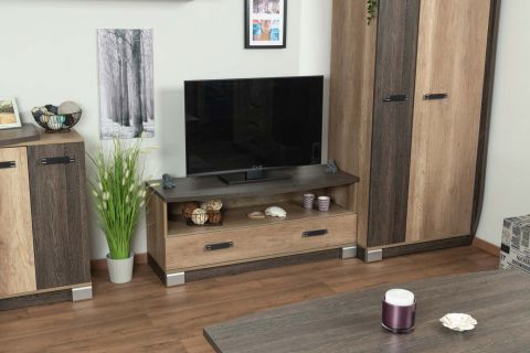 Meuble bas TV Sichling 04, couleur : chêne brun - Dimensions : 51 x 120 x 46 cm (H x L x P)