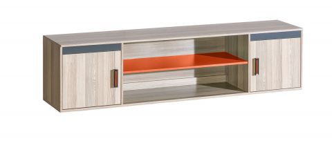 Chambre des jeunes - Placard de bureau Marcel 17, couleur : orange cendré / gris / marron - Dimensions : 51 x 216 x 39 cm (H x L x P)