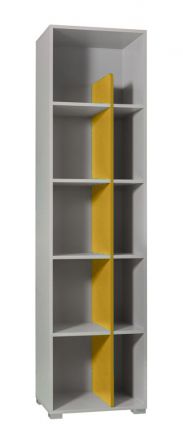 Chambre des jeunes - Étagère Harald 11, couleur : blanc / jaune - 193 x 50 x 39 cm (h x l x p)