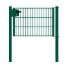 Portail en treillis métallique à 1 vantail, Largeur libre: 95 cm, Largeur totale, poteaux compris: 107 cm, Finition: Revêtement vert, Hauteur: 63 cm