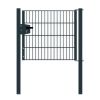 Portail en treillis métallique à 1 vantail, Largeur libre: 95 cm, Largeur totale, poteaux compris: 107 cm, Finition: Revêtement anthracite