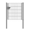 Portail en treillis métallique à 1 vantail, Largeur libre: 95 cm, Largeur totale, poteaux compris: 107 cm, Finition: Galvanisé, Hauteur: 103 cm