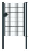 Portail en treillis métallique à 1 vantail, Largeur libre: 95 cm, Largeur totale, poteaux compris: 107 cm, Finition: Revêtement anthracite, Hauteur: 143 cm