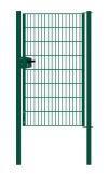 Portail en treillis métallique à 1 vantail, Largeur libre: 95 cm, Largeur totale, poteaux compris: 107 cm, Finition: Revêtement vert, Hauteur: 163 cm