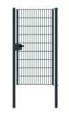 Portail en treillis métallique à 1 vantail, Largeur libre: 95 cm, Largeur totale, poteaux compris: 107 cm, Finition: Revêtement anthracite, Hauteur: 183 cm