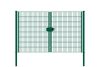 Portail à double battant en treillis métallique, largeur de passage: 264 cm, largeur totale avec poteaux: 276 cm, Finition: revêtement vert, Hauteur: 163 cm, Poids: 60,19 kg