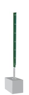 Poteau de clôture mod. A, Finition:  Revêtement vert, Pour hauteur de clôture: 103 cm, Longueur: 108,5 cm, Points de fixation: 6