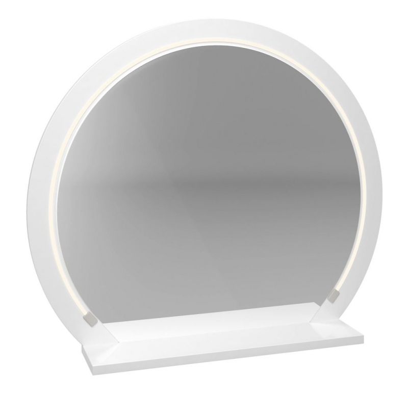 Miroir Kaskinen 07, Couleur : Blanc / Blanc brillant - Dimensions : 59 x 49 x 12 cm (H x L x P)
