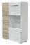 Commode Colmenar 01, Couleur : Chêne Gris / Blanc Brillant - Dimensions : 103 x 65 x 32 cm (H x L x P)