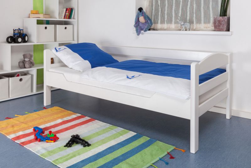 Lit d'enfant / lit de jeunesse "Easy Premium Line" K1/n Canapé, hêtre massif laqué blanc - Dimensions : 90 x 190 cm
