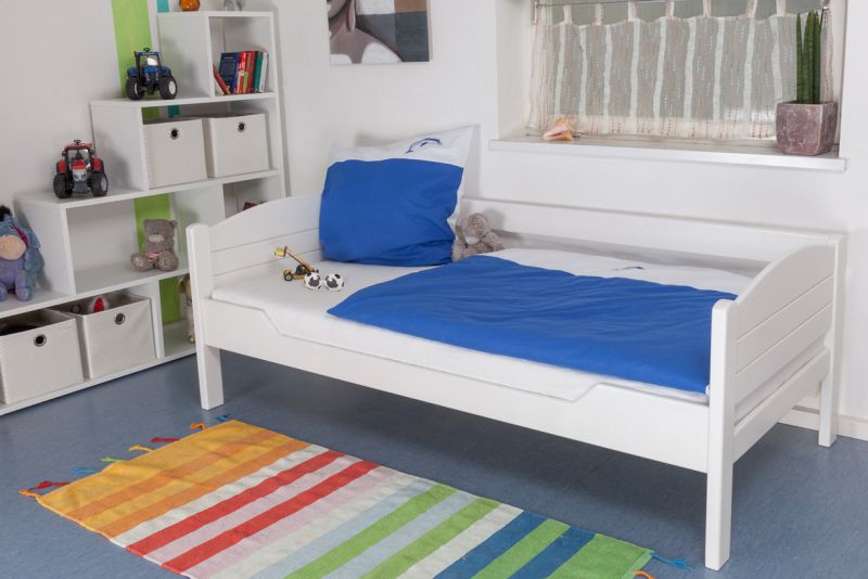 Lit de jeune / lit d'enfant "Easy Premium Line" K1/s massif, 90 x 190 cm hêtre massif laqué blanc