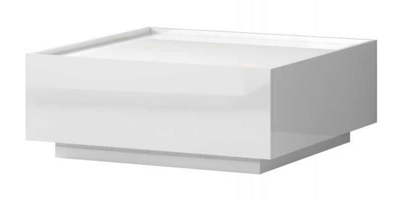 Table basse Garim 42, couleur : blanc brillant - 90 x 90 x 36 cm (L x P x H)