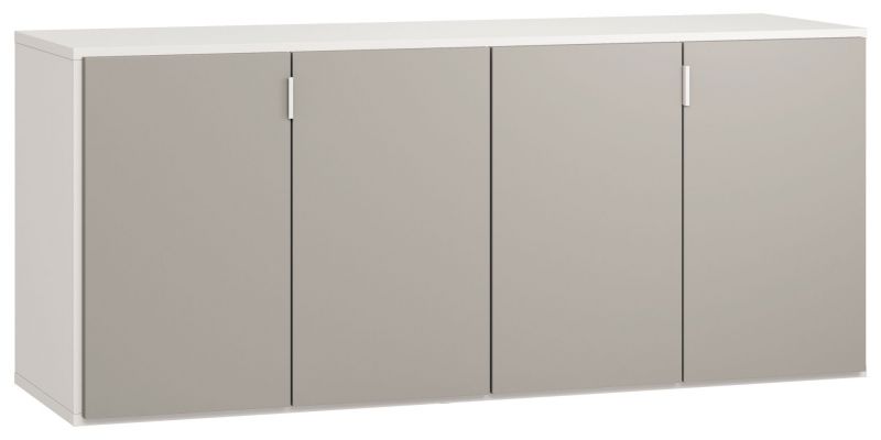 Commode Bellaco 29, couleur : blanc / gris - Dimensions : 70 x 160 x 47 cm (h x l x p)