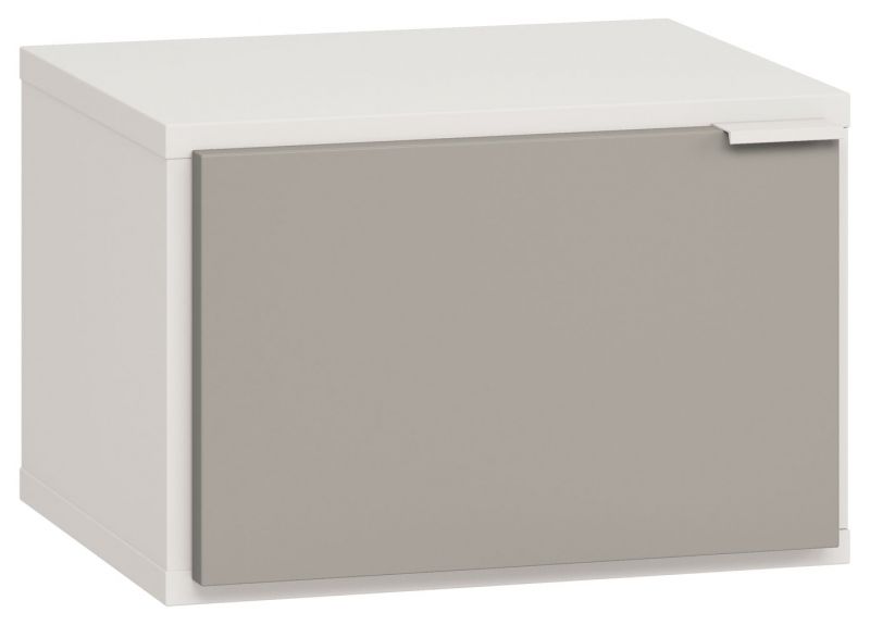 Table de nuit Bellaco 42, couleur : blanc / gris - Dimensions : 32 x 45 x 40 cm (H x L x P)