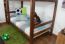 Lits superposés / lits d'enfants en pin massif, couleur noyer A16, y compris sommiers à lattes - Dimensions 90 x 200 cm, convertibles