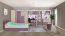 Chambre d'enfant - Caisson à roulettes Koa 10, Couleur : Chêne / Violet - Dimensions : 64 x 40 x 42 cm (H x L x P)