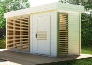 Abri de sauna Karakum 40 mm, Couleur : Chêne / blanc - Dimensions extérieures (l x p) : 400 x 200 cm