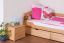 Lit enfant / lit junior "Easy Premium Line" K1/n/s avec 2 tiroirs et 2 panneaux de recouvrement, 90 x 200 cm bois de hêtre massif nature