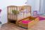 Lit d'enfant / lit d'enfant en pin massif, couleur aulne couleur 102, avec sommier à lattes, tiroir compris, 60 x 120 cm (L x l)