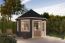 Abri de jardin G67 Gris carbone avec plancher - 44 mm Maison en madriers, surface au sol : 9,50 m², Toit en toile
