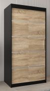 Armoire à portes coulissantes / Penderie Jan 01A, Couleur : Noir / Chêne de Sonoma - Dimensions : 200 x 100 x 62 cm ( H x L x P)