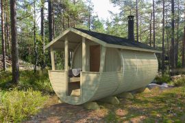 Tonneau de sauna Schlafkogel 03 - Dimensions : 400 x 200 x 224 (L x P x H), Surface au sol : 8 m²
