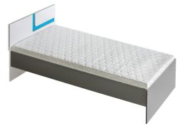 Lit enfant ou adolescent Oskar 12 avec sommier | Anthracite, blanc et bleu | 90 x 200 cm