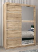 Armoire à portes coulissantes Jan 03B avec miroir | Chêne Sonoma | 200 x 150 x 62 cm