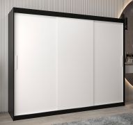 Armoire penderie à portes coulissantes Bisaurin 6A | Noir / Blanc mat | 200 x 250 x 62 cm