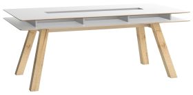 Table à manger Minnea 34 | Blanc & Chêne | 200 x 100 cm | Design moderne et niche centrale