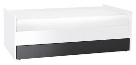 Lit enfant ou adolescent Marincho 86 avec tiroir | Blanc / Noir | 90 x 200 cm | Gain de place