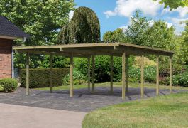Double carport Eco 2 variante A sans arc d'entrée, Couleur : Naturel KDI, surface au sol 28,4 m².
