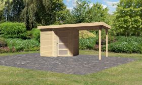 Abri de jardin SET naturel avec toit rapporté 2,4 m de large, surface au sol : 4,45m².