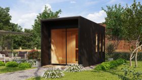 Sauna "Eevi" SET avec poêle 9 kW, Couleur : Noir - 220 x 429 cm (l x p), surface au sol : 9,2 m².