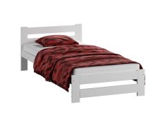 Lit simple au design sobre Nagol 03, en pin massif, couleur : blanc - Dimensions : 80 x 200 cm (l x L)