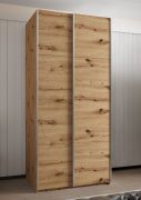 Armoire / Armoire à portes coulissantes | 2 portes coulissantes | 245,5 x 100 x 64 | 2 tringles à vêtements | 6 compartiments | Couleur : chêne Artisan | Bords protégés par des bandes en ABS
