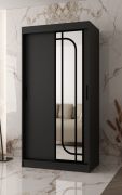 Armoire à portes coulissantes / Noir mat / 100 x 62 x 200 cm / 1 porte miroir / 2 tringles à vêtements / Penderie étroite / 5 compartiments / Poignées : noires