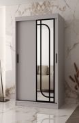 Armoire à portes coulissantes / Cachemire / 100 x 62 x 200 cm / 1 porte miroir / 2 tringles / Penderie étroite / 5 compartiments / Poignées : noires