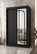 Armoire / 1 porte miroir / Noir mat / 120 x 62 x 200 cm / 2 tringles à vêtements / Système de glissières fiable / 5 compartiments / Détails modernes