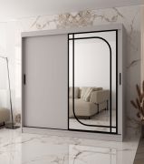 Penderie à portes coulissantes / Cachemire / Miroir décoratif / 200 x 62 x 200 cm / 10 compartiments / 2 tringles à vêtements / Détails modernes / Armoire