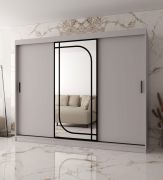 Penderie / Cachemire / 3 portes / 10 compartiments / 250 x 62 x 200 cm / Miroir décoratif / 2 tringles à vêtements / Armoire à portes coulissantes / Finition haut de gamme