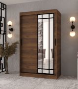 Penderie / Couleur : Noyer Warmia / 1 porte miroir / 120 x 62 x 200 cm / 2 tringles à vêtements / Détails modernes / 5 compartiments / Système de glissières fiable
