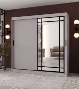 Penderie / Cachemire / 10 compartiments / 200 x 62 x 200 cm / 2 tringles / Porte miroir décorative / Armoire à portes coulissantes / Finition haut de gamme