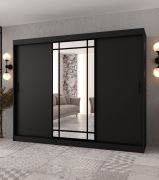 Armoire à portes coulissantes / Porte miroir décorative / Couleur : Cachemire / 2 tringles à vêtements / Penderie / 10 compartiments / 250 x 62 x 200 cm / Durable et résistante