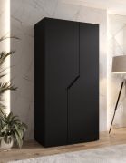 Penderie / Armoire à portes battantes / Couleur : Noir / 1 mètre de large / 1 compartiment / 1 tringle à vêtements / Poignées : Noir / Dimensions : 100 x 52 x 202 cm / Fonction Soft-Close / ABS