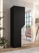 Penderie / 1 porte miroir / Couleur : Noir / 1 compartiment / 1 tringle à vêtements / Poignées : Cachemire / Armoire à portes battantes / Dimensions : 100 x 52 x 202 cm / Fonction Soft-Close