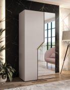 Penderie / 1 porte miroir / Couleur : Cachemire / 1 compartiment / 1 tringle à vêtements / Poignées : Or / Armoire à portes battantes / Dimensions : 100 x 52 x 202 cm / Fonction Soft-Close