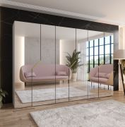 Armoire à portes battantes / Couleur : Cachemire / Fonction Soft-Close / Poignées : Or / 3 compartiments / 3 tringles à vêtements / Dimensions : 300 x 52 x 202 cm / ABS / Penderie